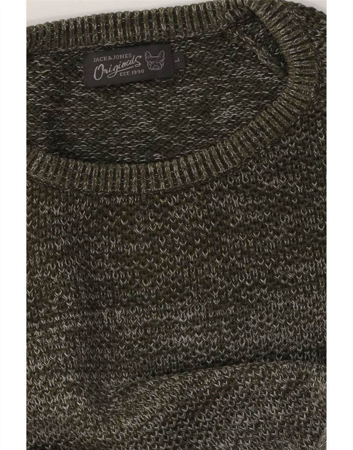 Jack & Jones Maglione da uomo con scollo a barca grande kaki screziato