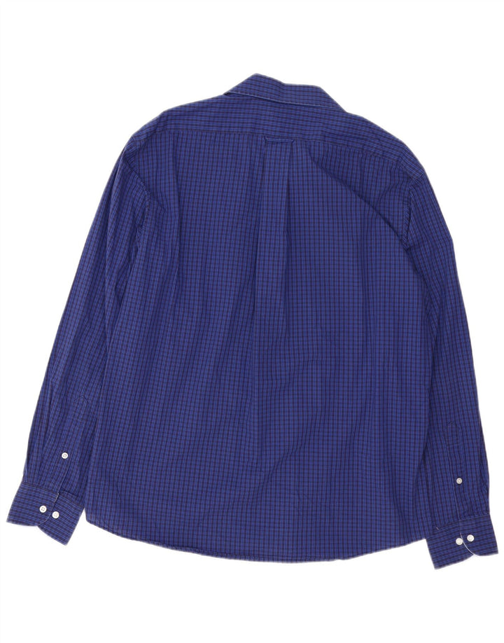 Camicia IZOD da uomo slim fit taglia 16 1/2 grande cotone a quadri blu