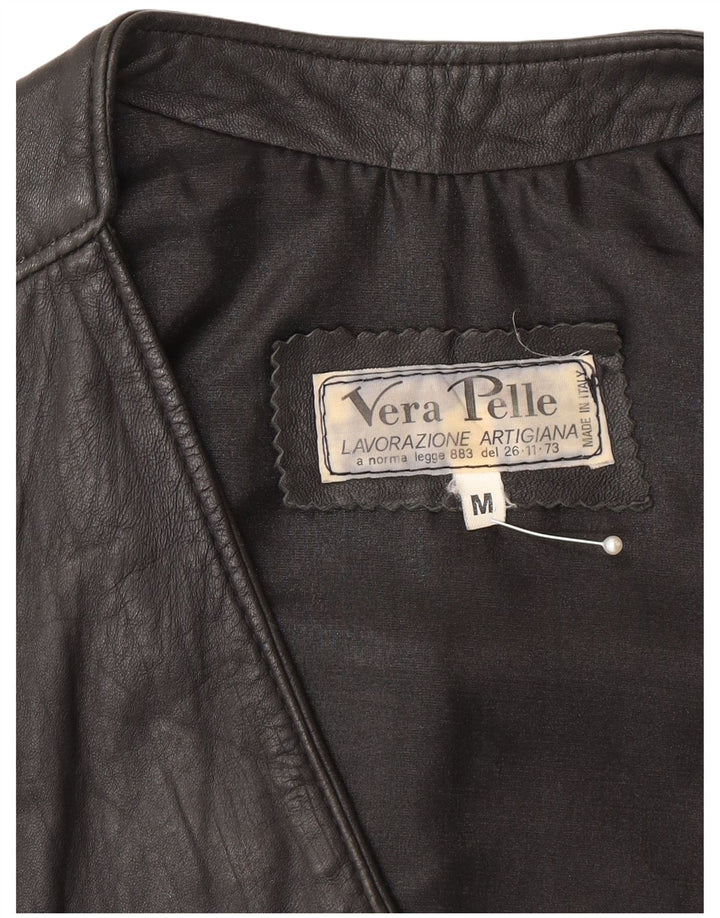 Gilet vintage da uomo in pelle nera media