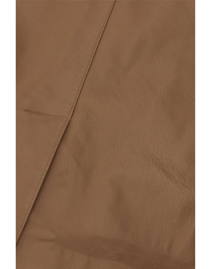 Giacca blazer in pelle vintage da donna a 3 bottoni EU 46 XL Beige