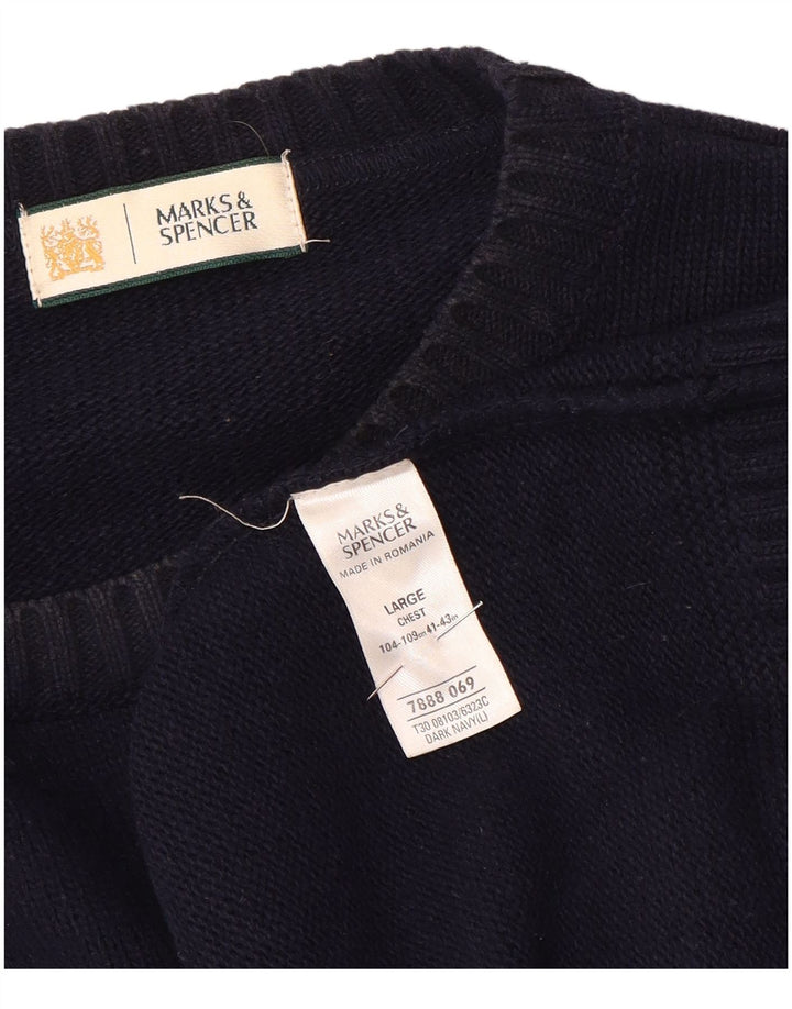 Marks & Spencer Maglione da uomo con scollo a barchetta Grande acrilico blu navy