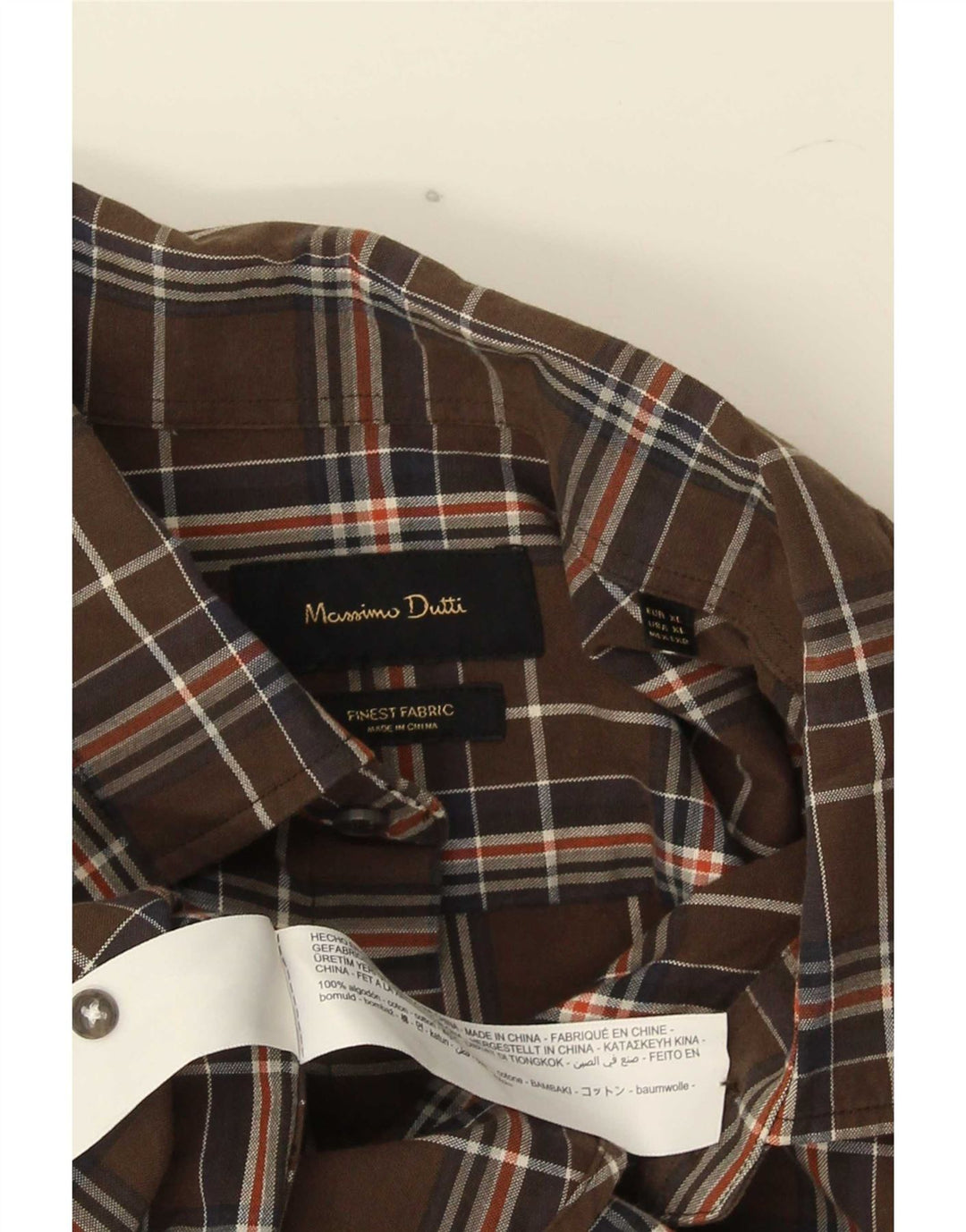 Camicia da uomo Massimo Dutti XL in cotone a quadri marrone