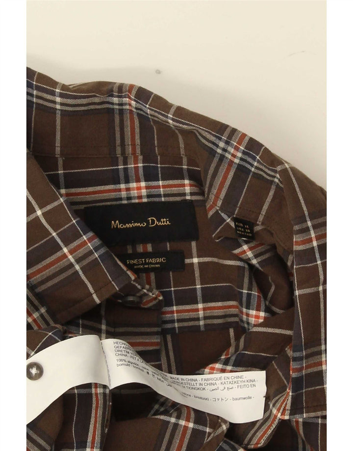 Camicia da uomo Massimo Dutti XL in cotone a quadri marrone