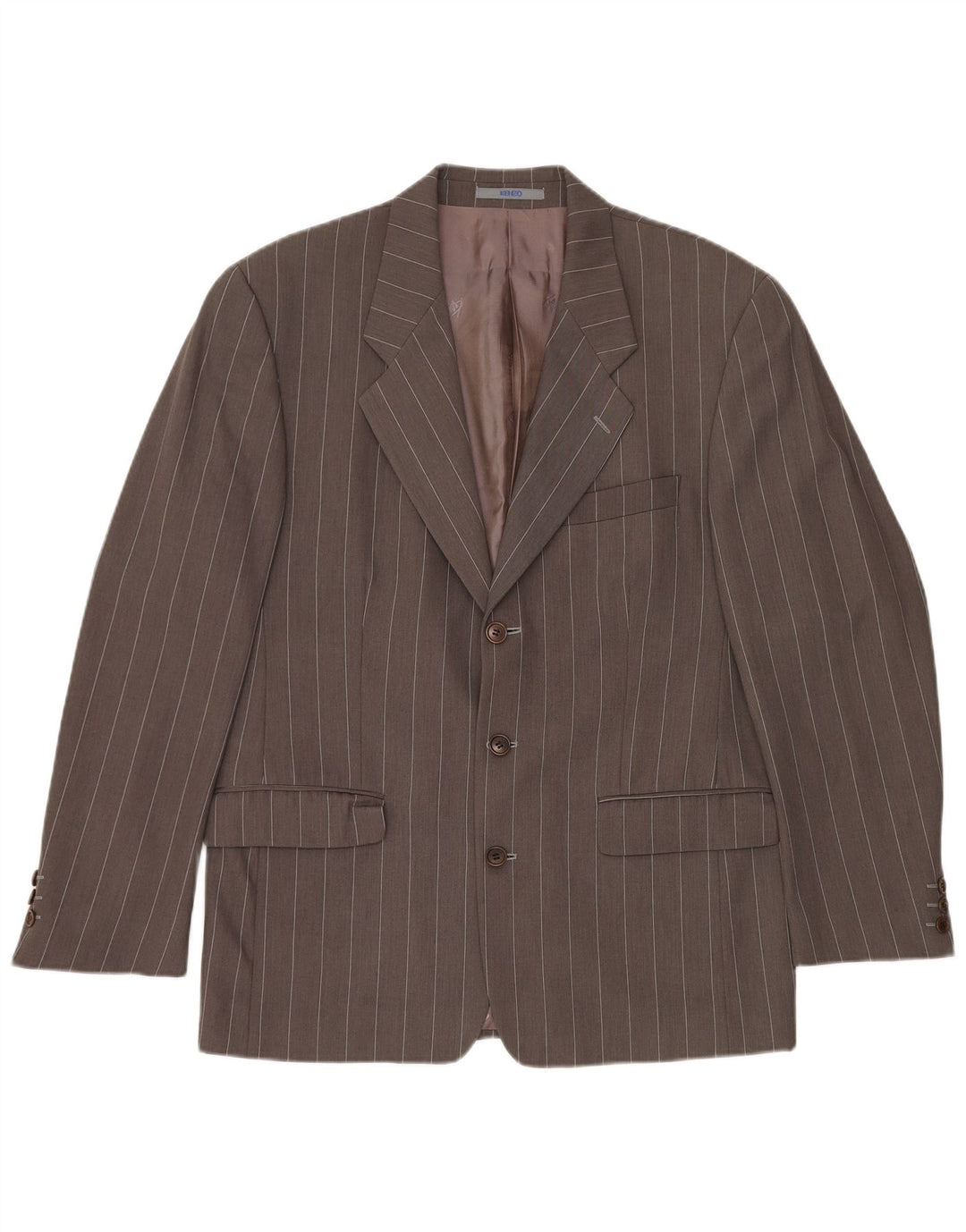 Giacca blazer da uomo a 3 bottoni KENZO IT 50 grande lana gessata grigia