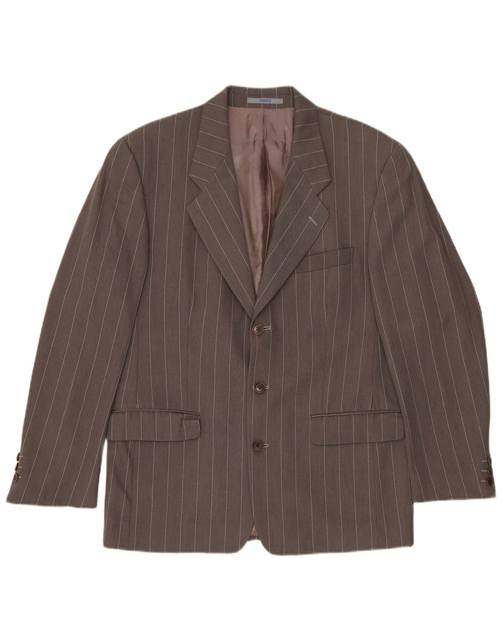 Giacca blazer da uomo a 3 bottoni KENZO IT 50 grande lana gessata grigia