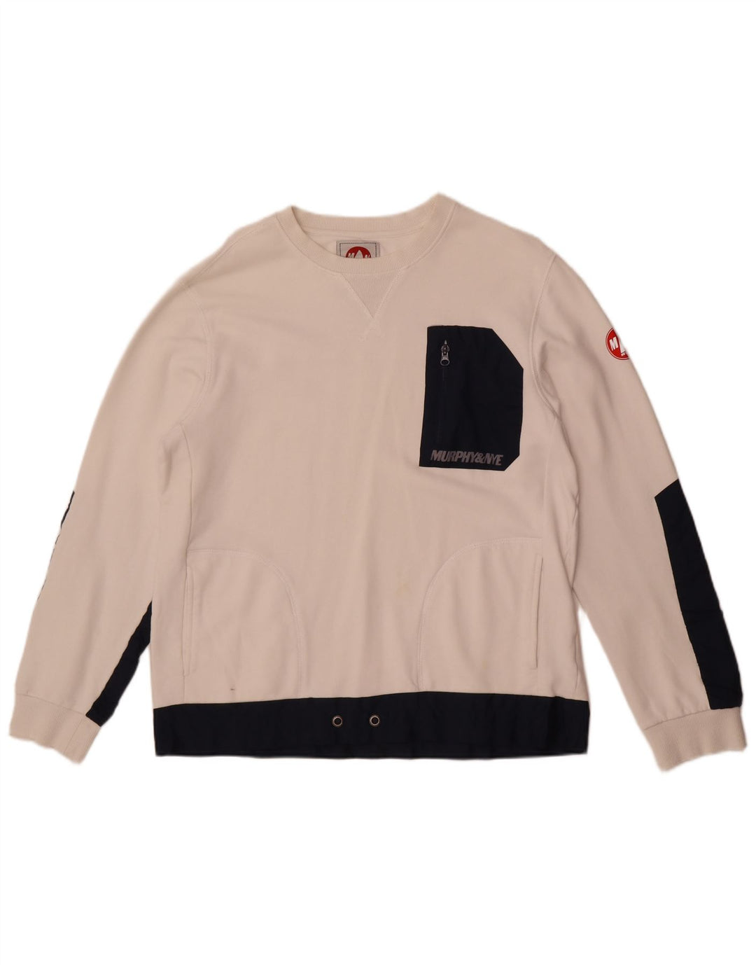 Murphy & Nye Felpa da uomo Sailmakers Maglione grande bianco a blocchi di colore