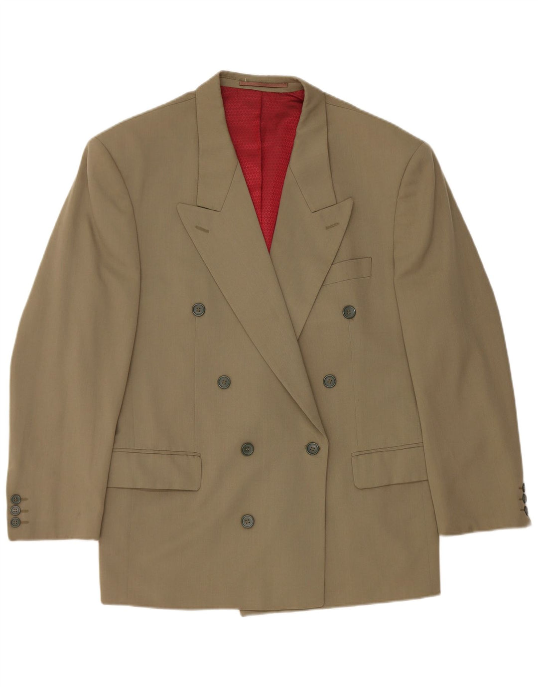 Giacca blazer doppiopetto vintage da donna UK 40 grande lana kaki
