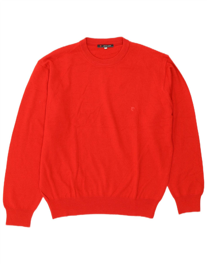 PIERRE CARDIN Mens Crew Neck Jumper Sweater Small Red Acrylic