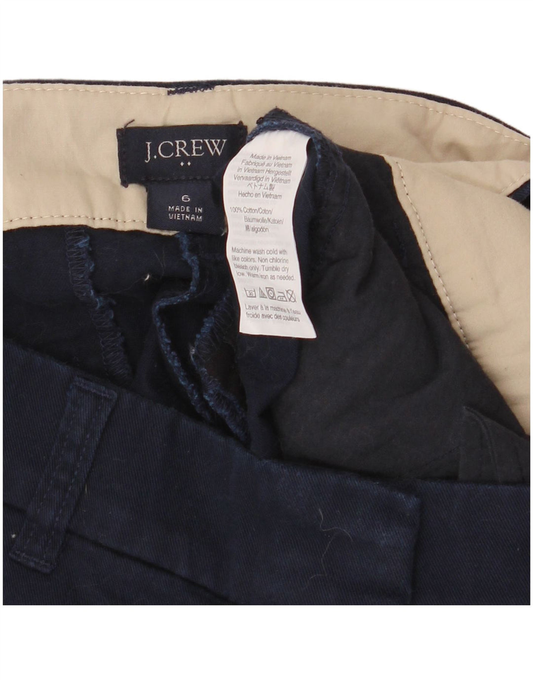 Pantaloncini chino da donna J. Crew US 6 medi W32 cotone blu navy