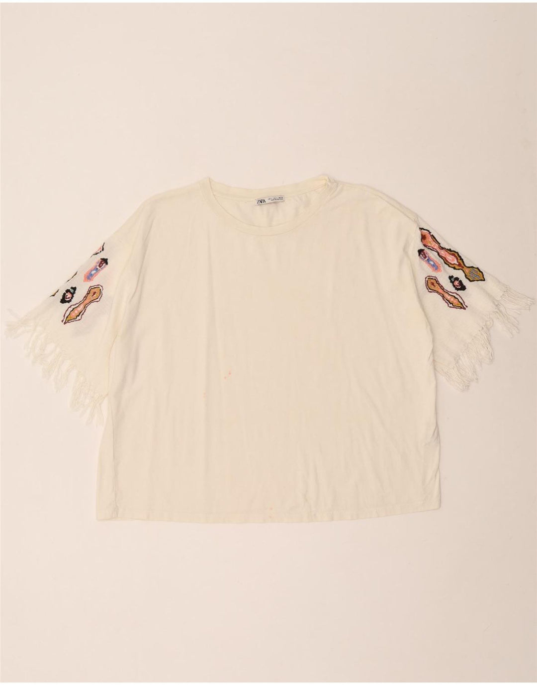 T-shirt da donna Zara Top UK 16 grande in cotone bianco