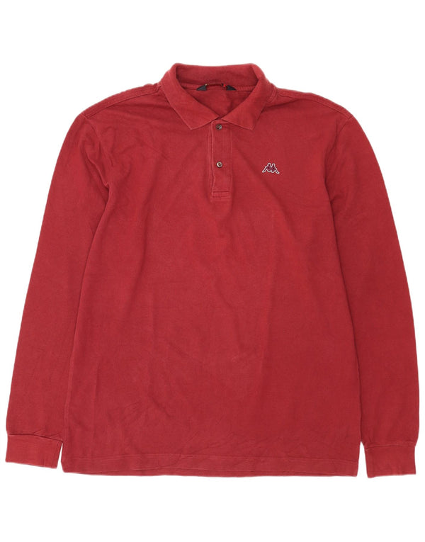 Polo Kappa da uomo a maniche lunghe XL in cotone bordeaux