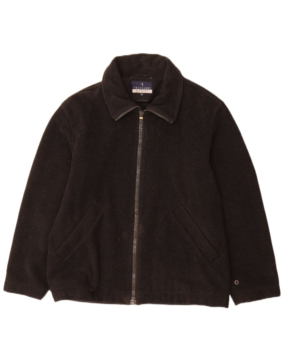 Cappotto Giacca a Vento da Uomo Vestibilità Ampia Trussardi IT 46 Small Nero Lana