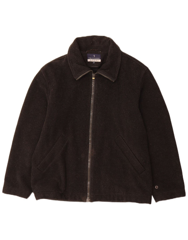 Cappotto Giacca a Vento da Uomo Vestibilità Ampia Trussardi IT 46 Small Nero Lana