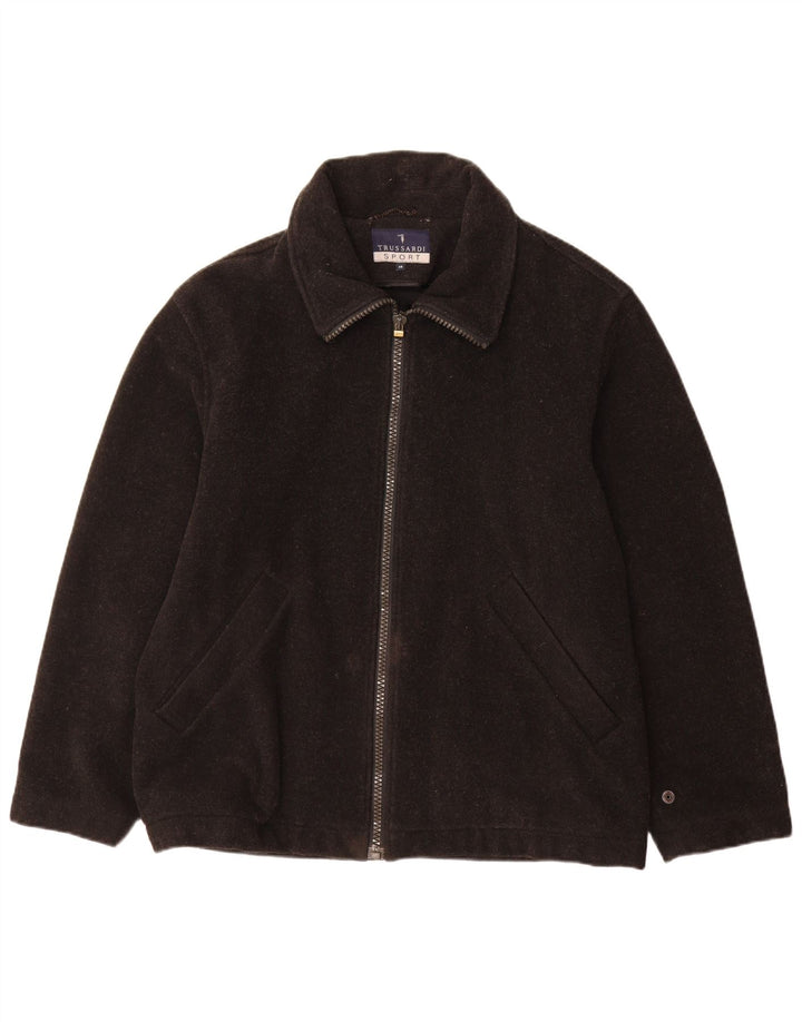 Cappotto Giacca a Vento da Uomo Vestibilità Ampia Trussardi IT 46 Small Nero Lana