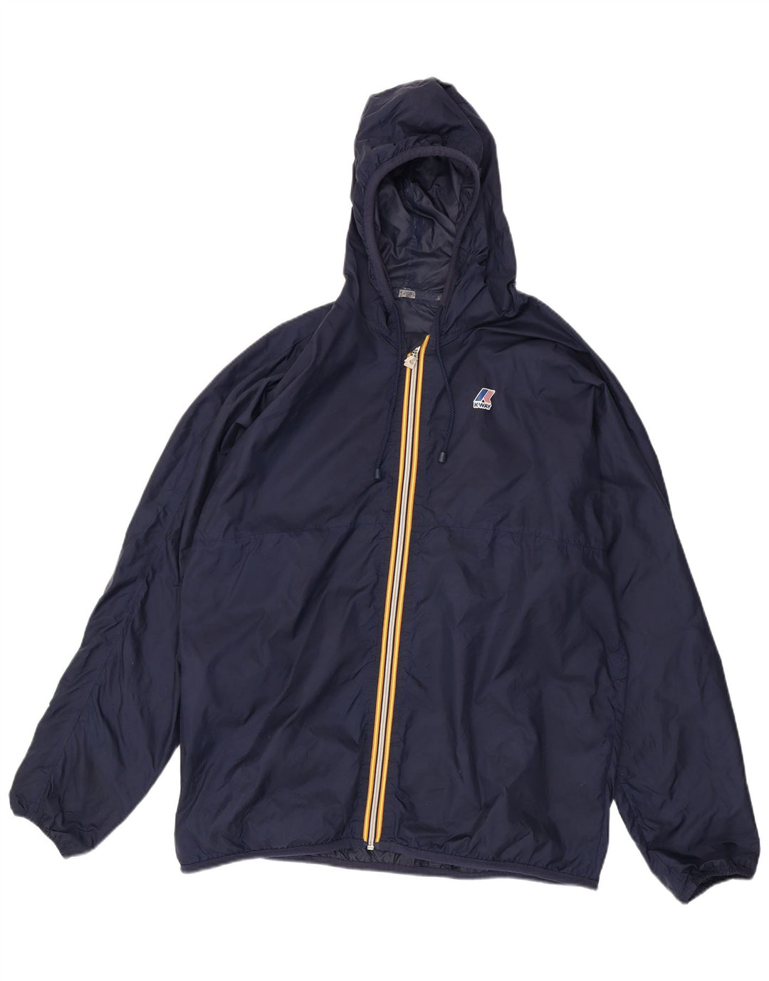 Giacca antipioggia da uomo con cappuccio K-Way UK 42 XL Blu Navy Poliammide