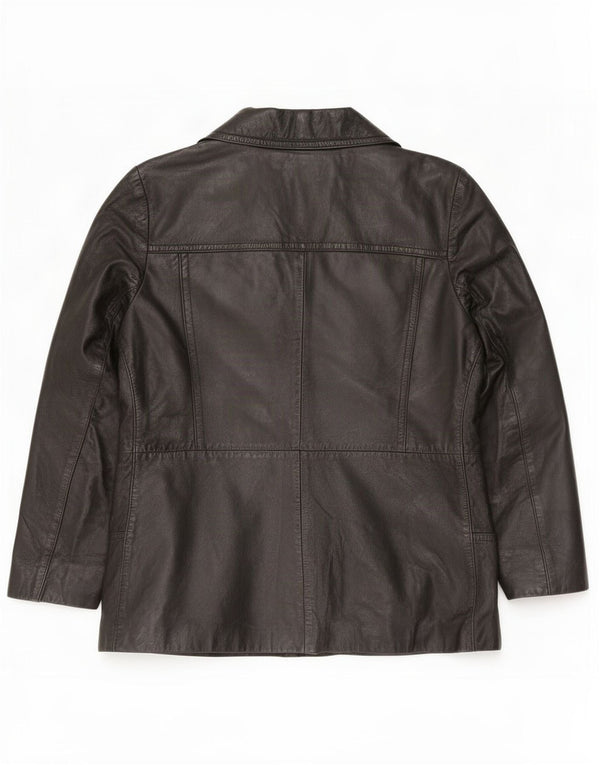 Giacca in pelle vintage da donna UK 10 piccola nera
