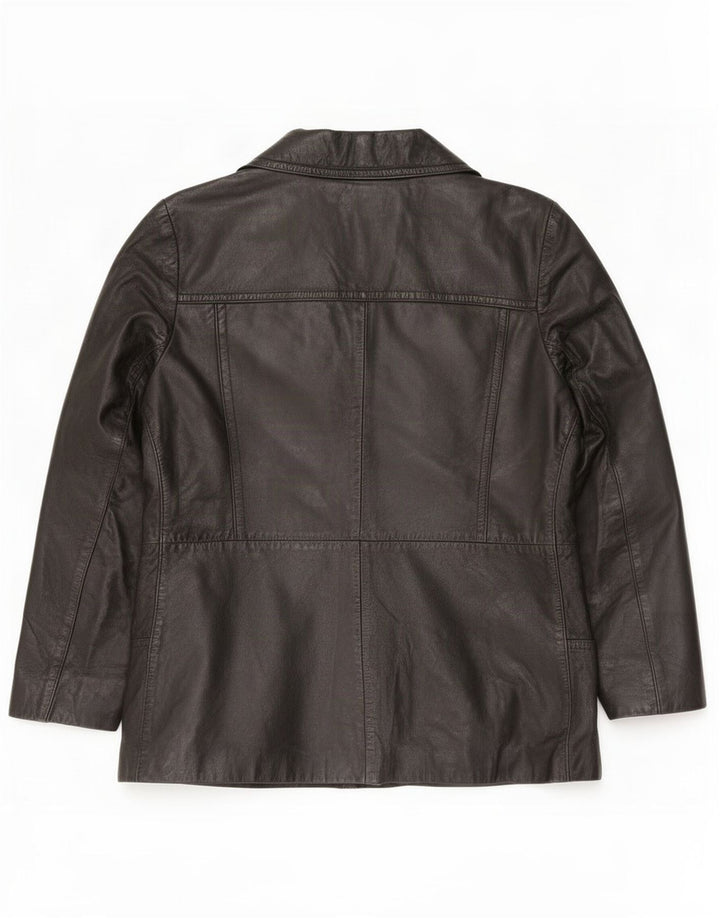 Giacca in pelle vintage da donna UK 10 piccola nera