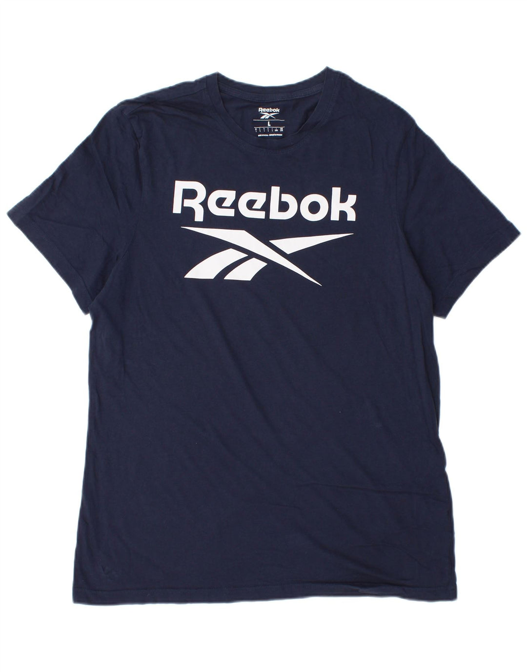 T-shirt grafica da uomo Reebok Top Large in cotone blu navy