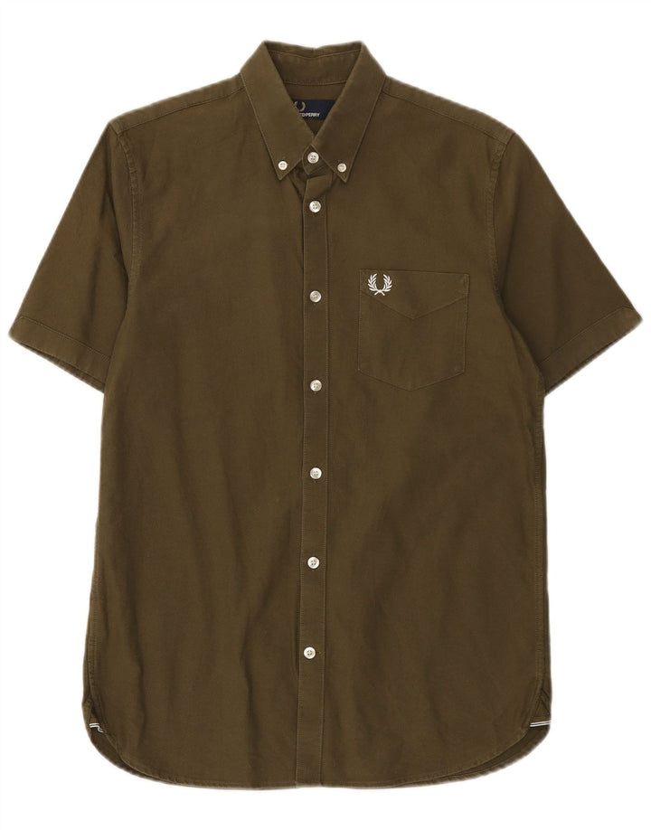 Camicia da uomo a maniche corte Regular Fit Fred Perry piccola in cotone verde