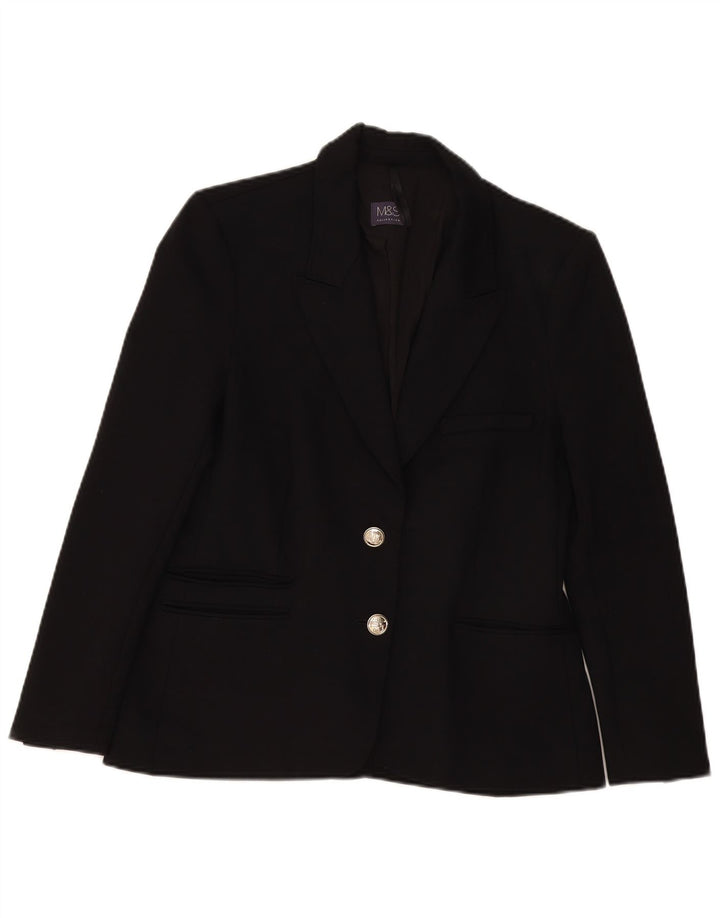 Giacca blazer a 2 bottoni Marks & Spencer da donna UK 12 viscosa nera media