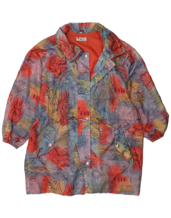 Cappotto vintage da donna con motivo astratto, giacca a vento IT 40 piccolo multicolore