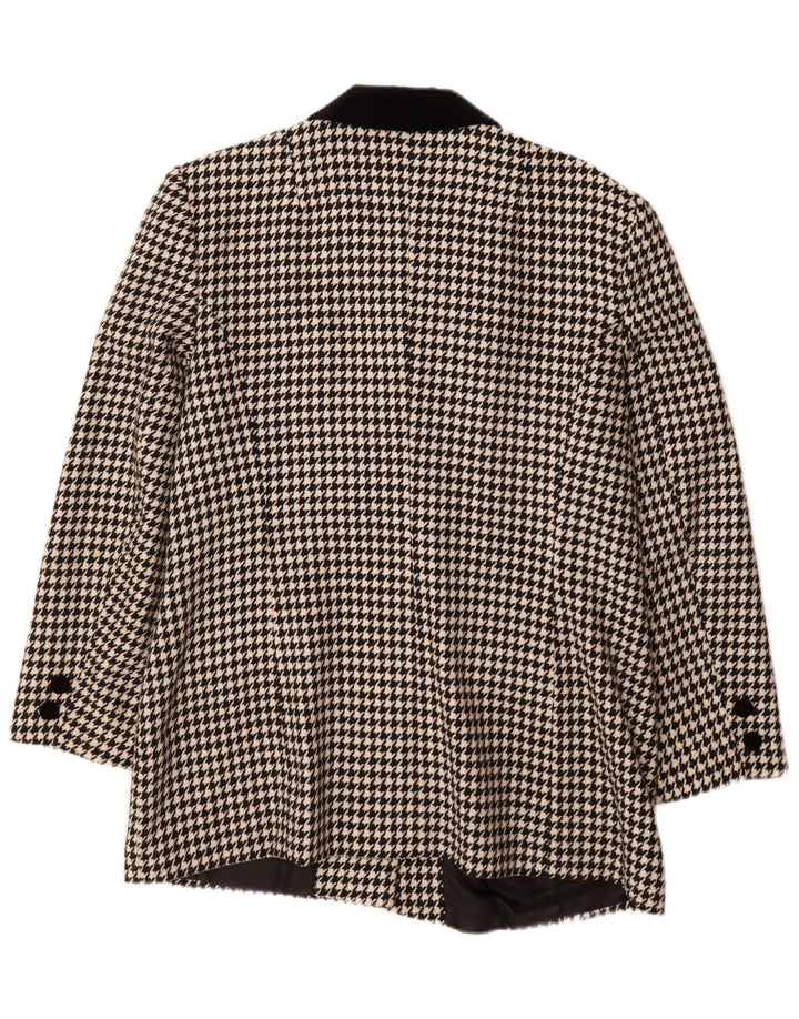 Giacca blazer vintage da donna a 3 bottoni EU 44 XL pied de poule nero