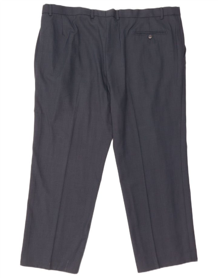 MARKS & SPENCER Pantaloni da abito dritti da uomo W44 L29 Poliestere blu