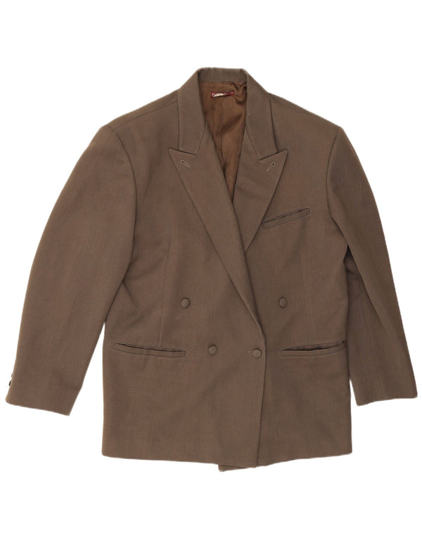 Vintage Mens Double Breasted Blazer Jacket IT 52 XL Brown Polyester