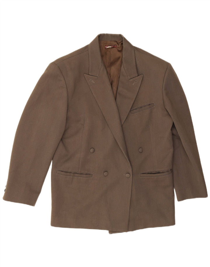 Giacca blazer doppiopetto vintage da uomo IT 52 XL poliestere marrone