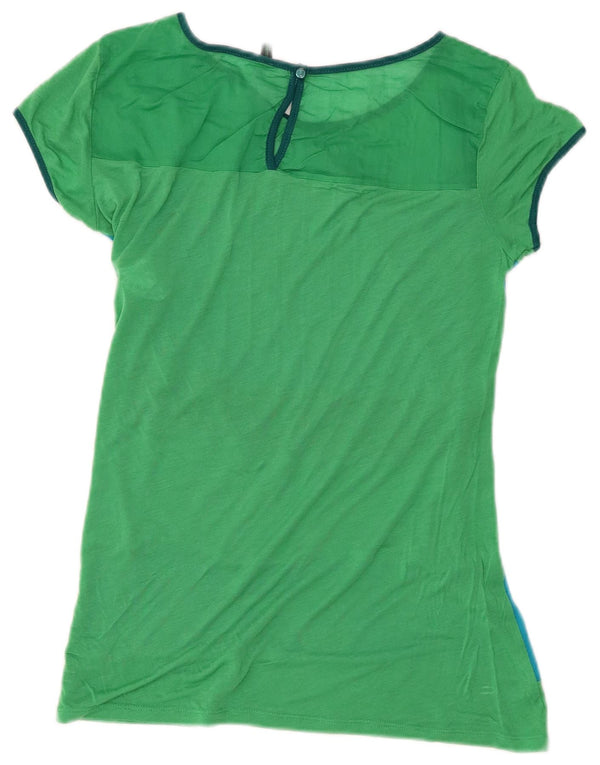 T-shirt da donna BENETTON UK 12 Lyocell color block verde medio