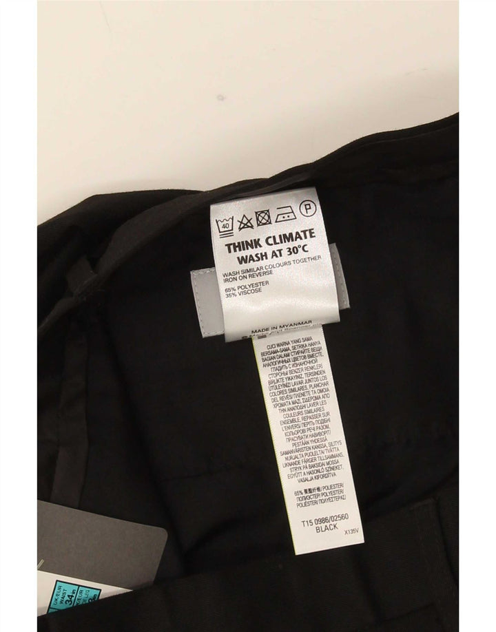 Pantaloni da abito vestibilità regolare da uomo Marks & Spencer W34 L33 poliestere nero