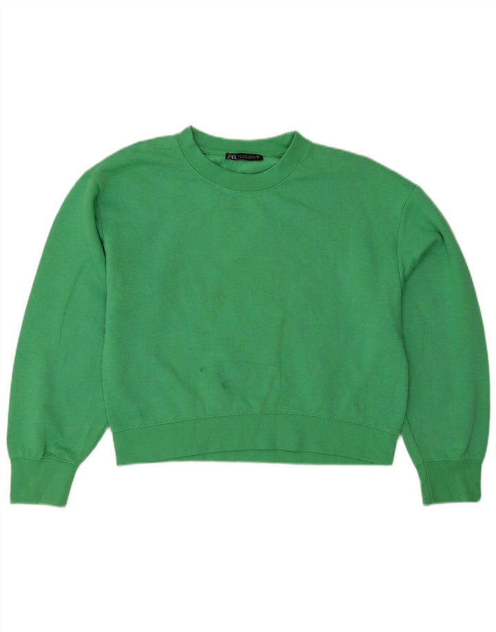Felpa Zara da donna, vestibilità comoda, taglia UK 10, piccola, verde, in poliestere