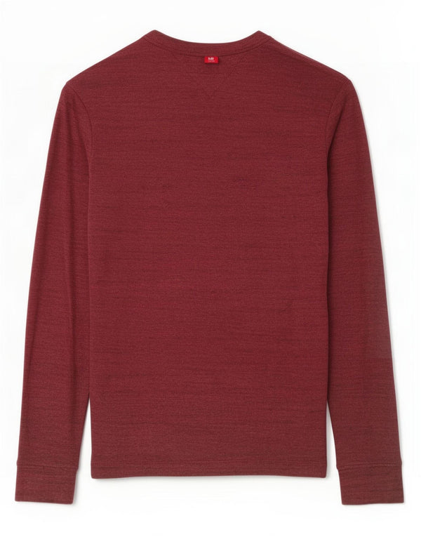 Tommy Hilfiger Top da uomo a maniche lunghe in cotone screziato bordeaux medio