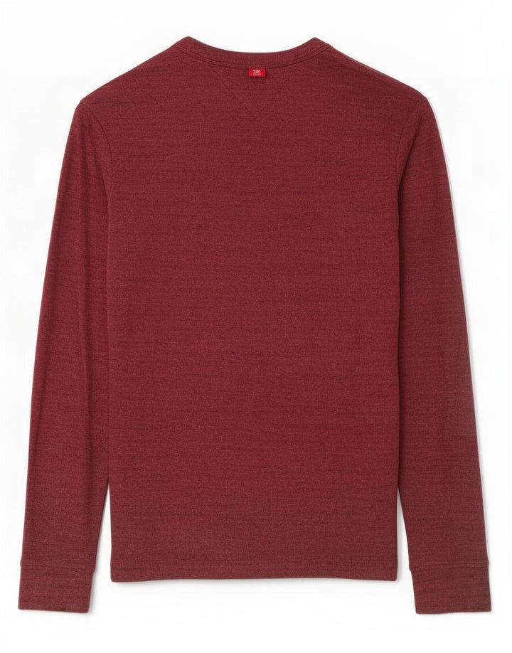 Tommy Hilfiger Top da uomo a maniche lunghe in cotone screziato bordeaux medio