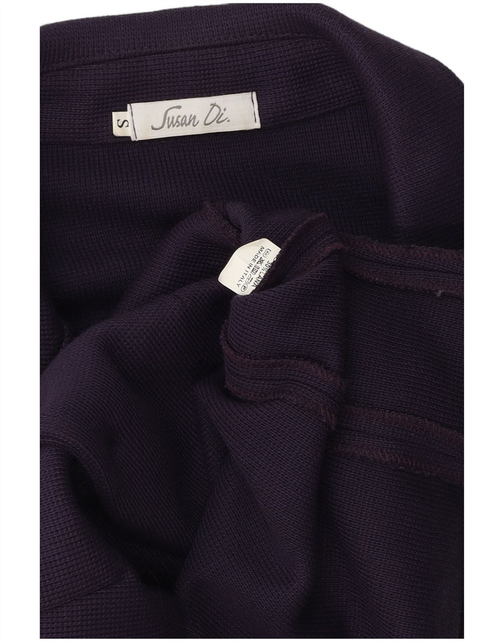 Giacca blazer vintage da donna in maglia a 2 bottoni UK 10 piccolo poliestere viola