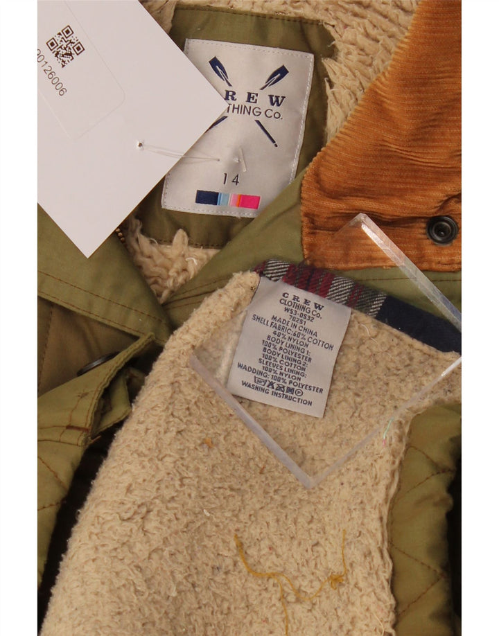 Crew Clothing Giacca trapuntata militare Sherpa da donna UK 14 Medio Cachi