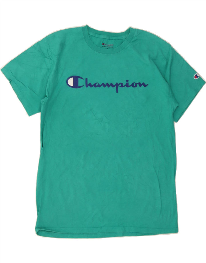 CHAMPION Mens Graphic T-Shirt Top Medium Turquoise Cotton Vintage Champion and Second-Hand Champion from Messina Hembry 