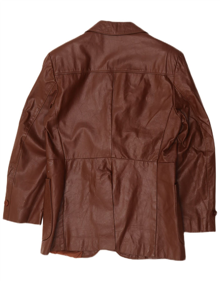 Giacca blazer in pelle da uomo a 2 bottoni Jean Pierre UK 38 Marrone medio