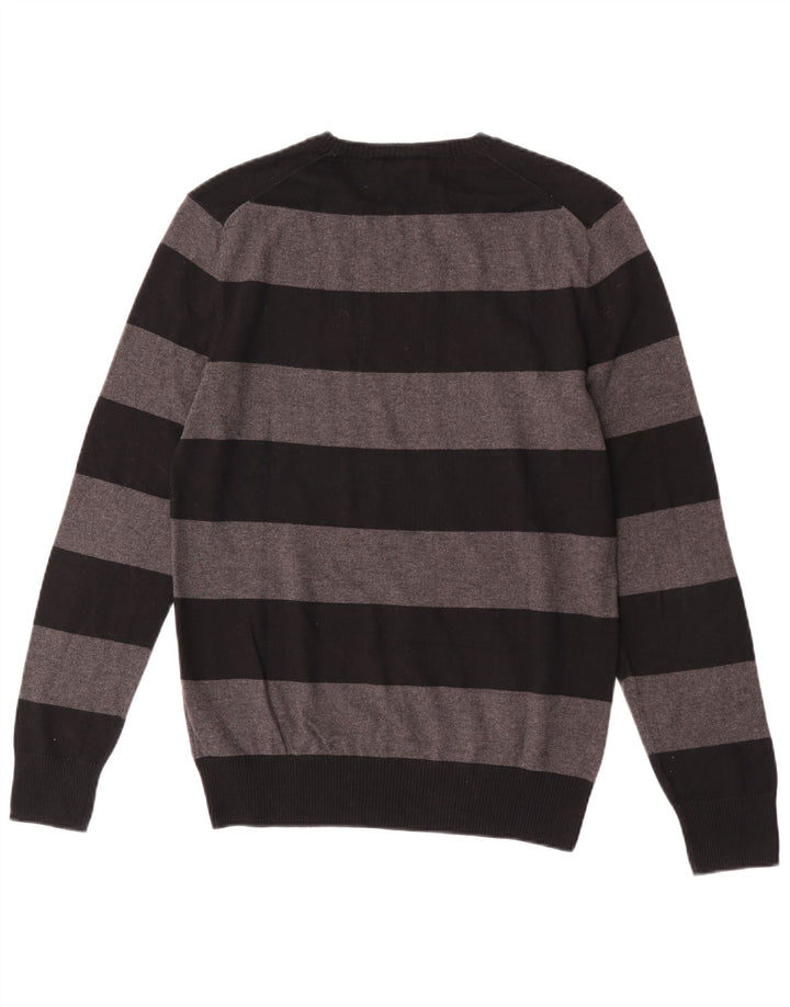 Maglione maglione girocollo da uomo Gap piccolo in cotone a righe grigie