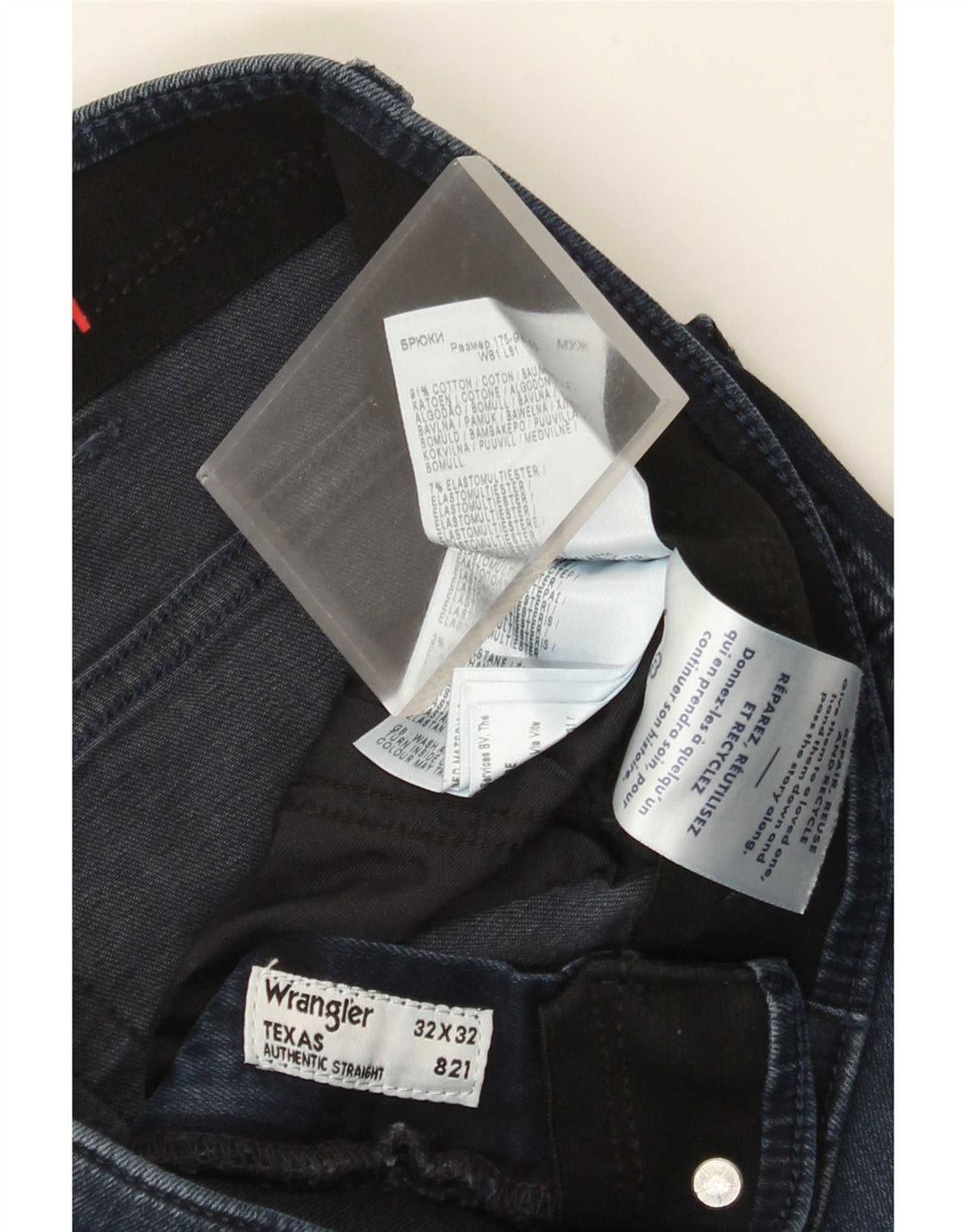 Jeans dritti da uomo Wrangler Texas W32 L32 cotone blu navy