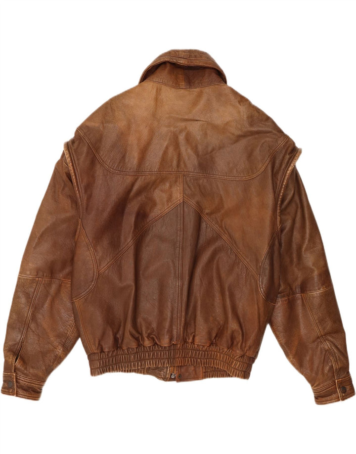 Giacca in pelle da uomo Milan UK 40 grande in pelle marrone