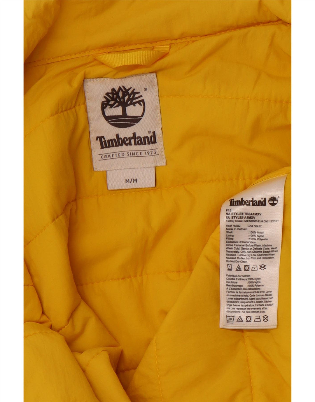Giacca imbottita da uomo TIMBERLAND UK 38 nylon giallo medio