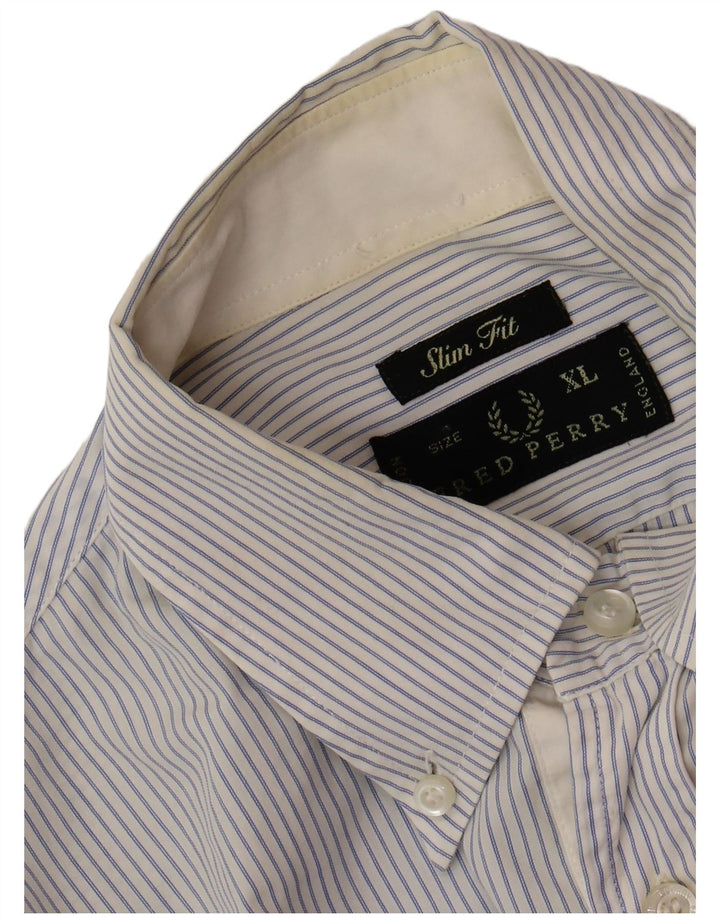 FRED PERRY Camicia da uomo slim fit XL blu gessato