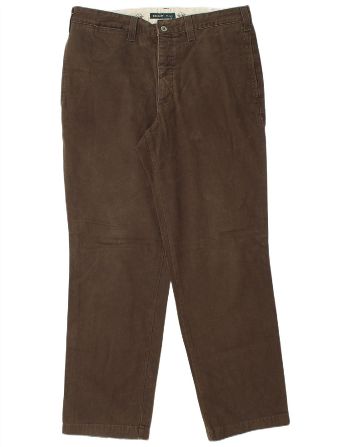 DOCKERS Pantaloni chino dritti da uomo W34 L32 in cotone marrone