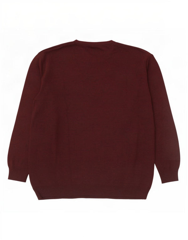 Maglione da uomo con scollo a V Bernardini IT 56 XL Lana bordeaux a rombi/diamante