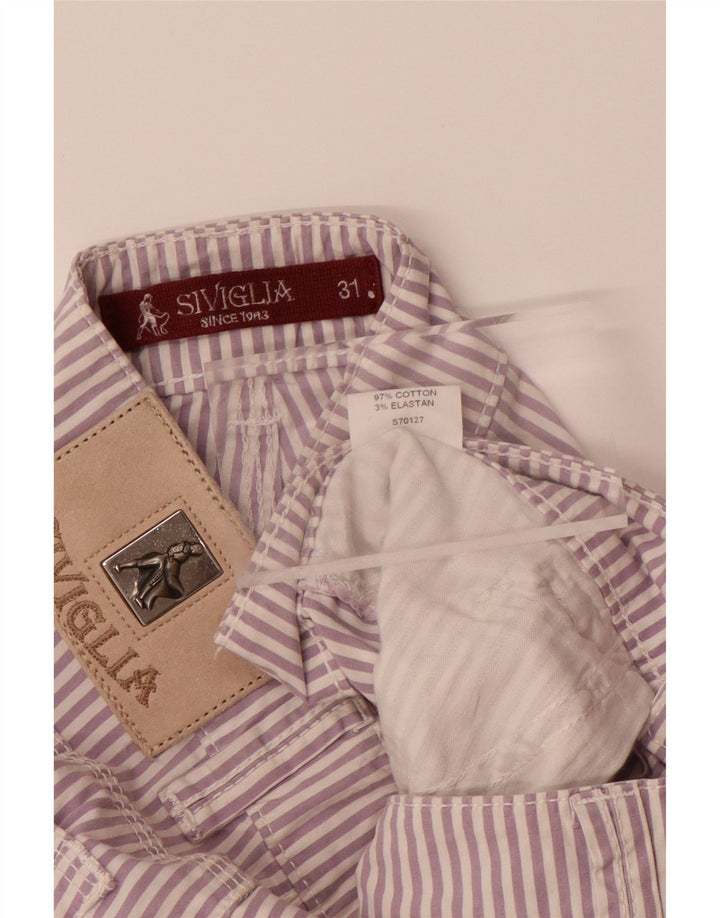 Pantaloni casual dritti da donna SIVIGLIA W31 L33 cotone gessato viola