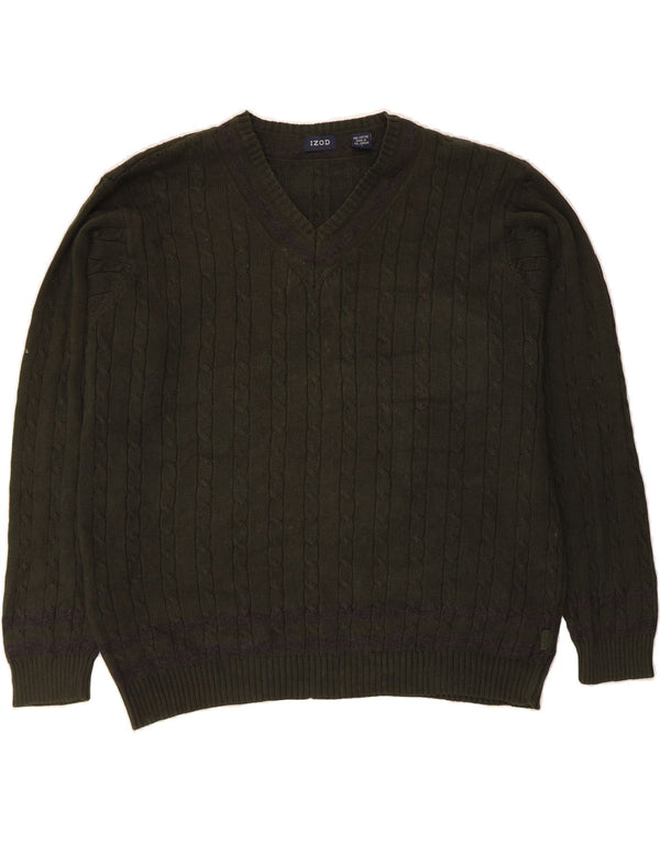 Maglione da uomo con scollo a V IZOD grande cotone verde