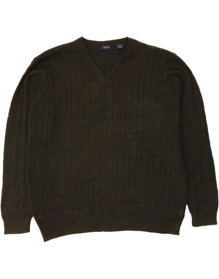 Maglione da uomo con scollo a V IZOD grande cotone verde
