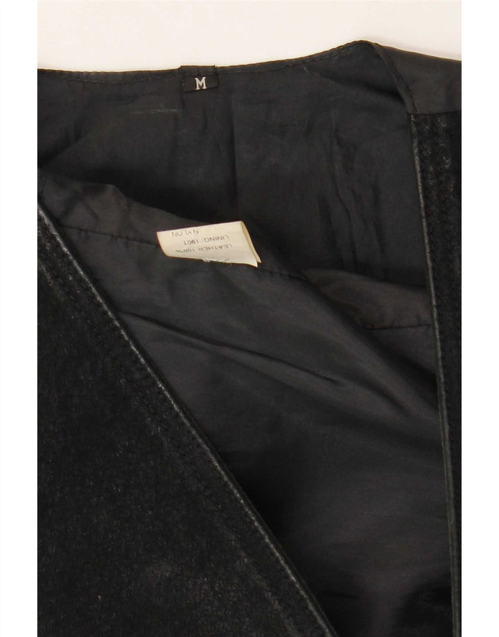 Gilet vintage da uomo in pelle scamosciata media in pelle nera