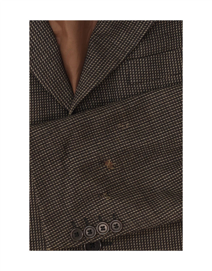 Giacca blazer da uomo a 3 bottoni Hugo Boss EU 50 grande lana maculata marrone